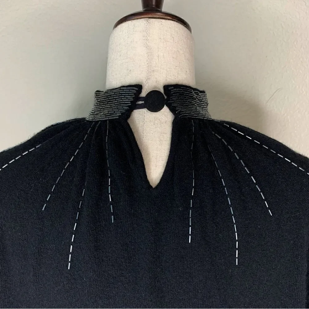 Into the Night by Laura Peterson Lambswool Blend Beaded Neckline Sweater